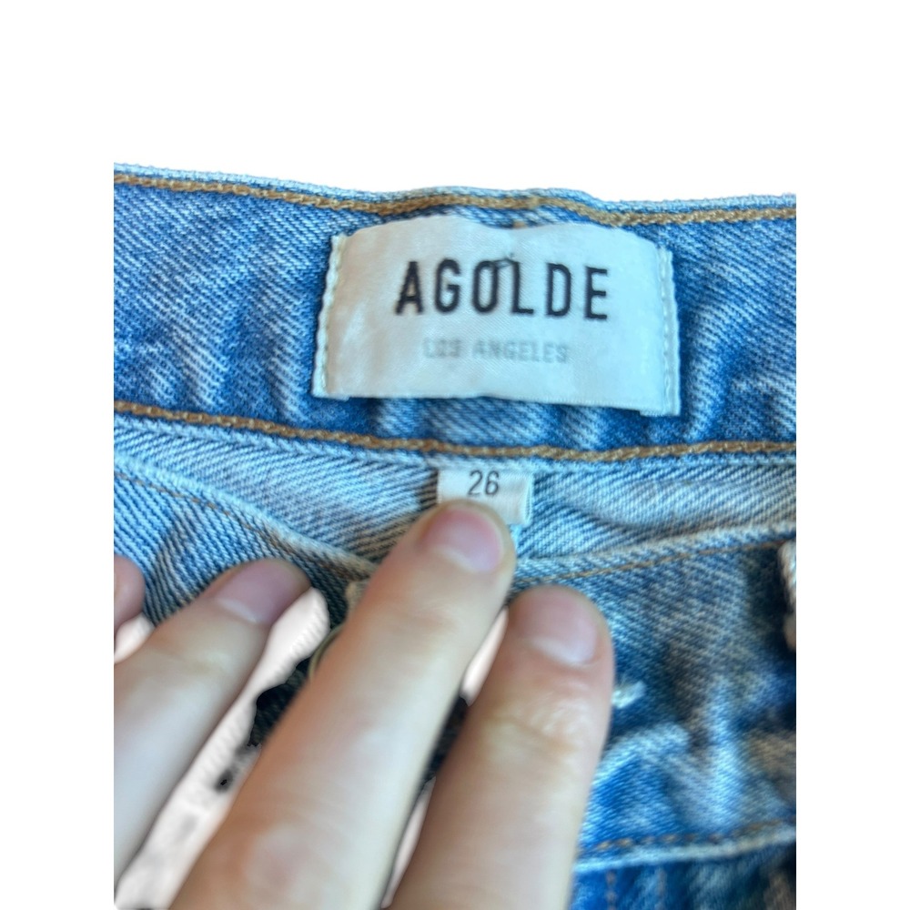 AGOLDE Cherie High Rise Straight Leg Jeans Light Wash Raw Hem Women's 26 - Picture 8 of 9